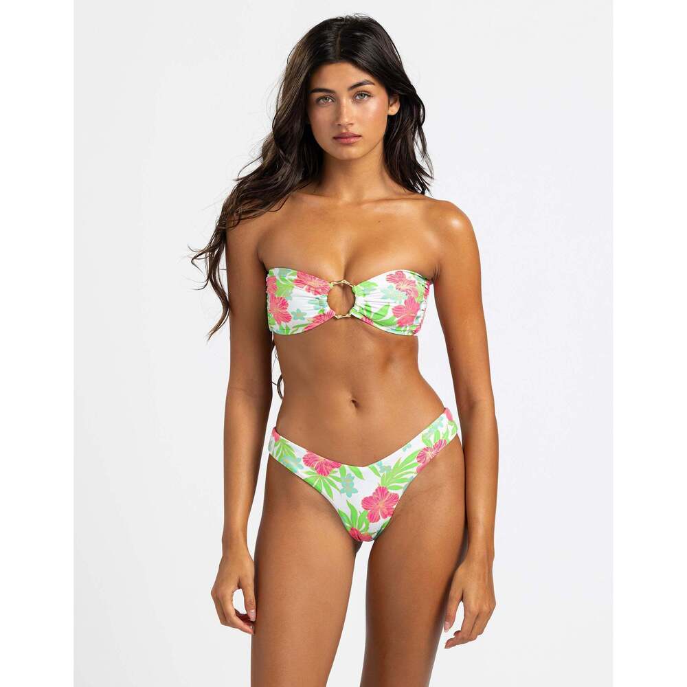 Beach Bunny Swimwear Bethany Bandeau Top - Pink Jungle Floral Size XSPink Jungle